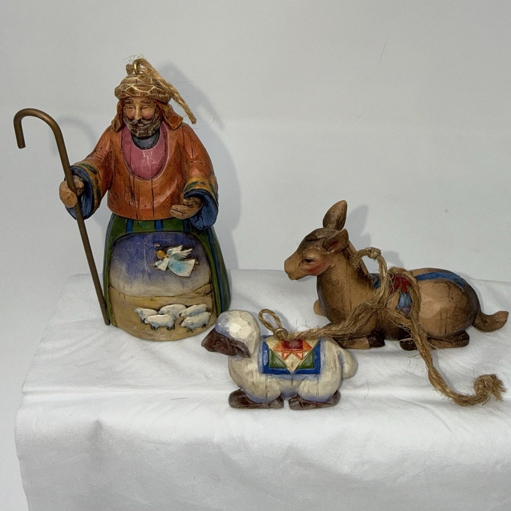 Jim Shore Nativity Ornaments Shepherd/2 animals Heartwood Creek 118108